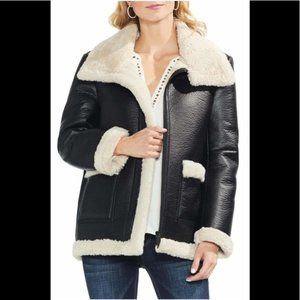 Vince Camuto Pleather Faux-Shearling Jacket